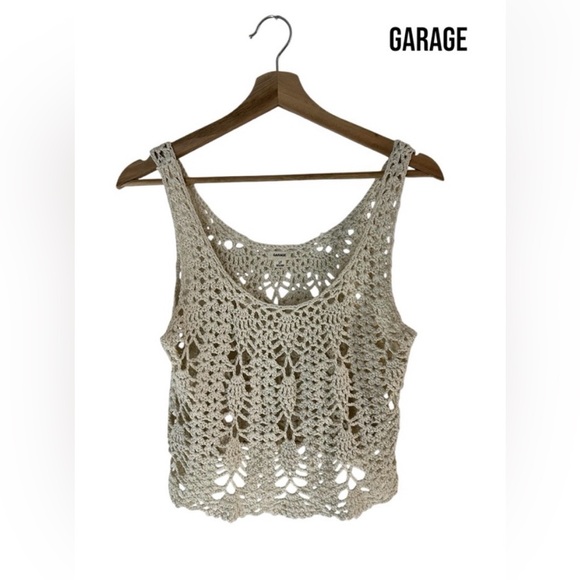 Garage Tops - Garage Cream Crocheted Open-Weave Tank Top